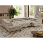 Narożnik PABLO U - uniwersalny - beżowy, szenil grubo tkany