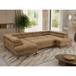 Narożnik PABLO U - uniwersalny - jasnobrązowy, szenil grubo tkany