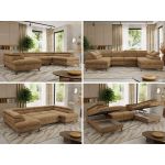 Narożnik PABLO U - uniwersalny - jasnobrązowy, szenil grubo tkany