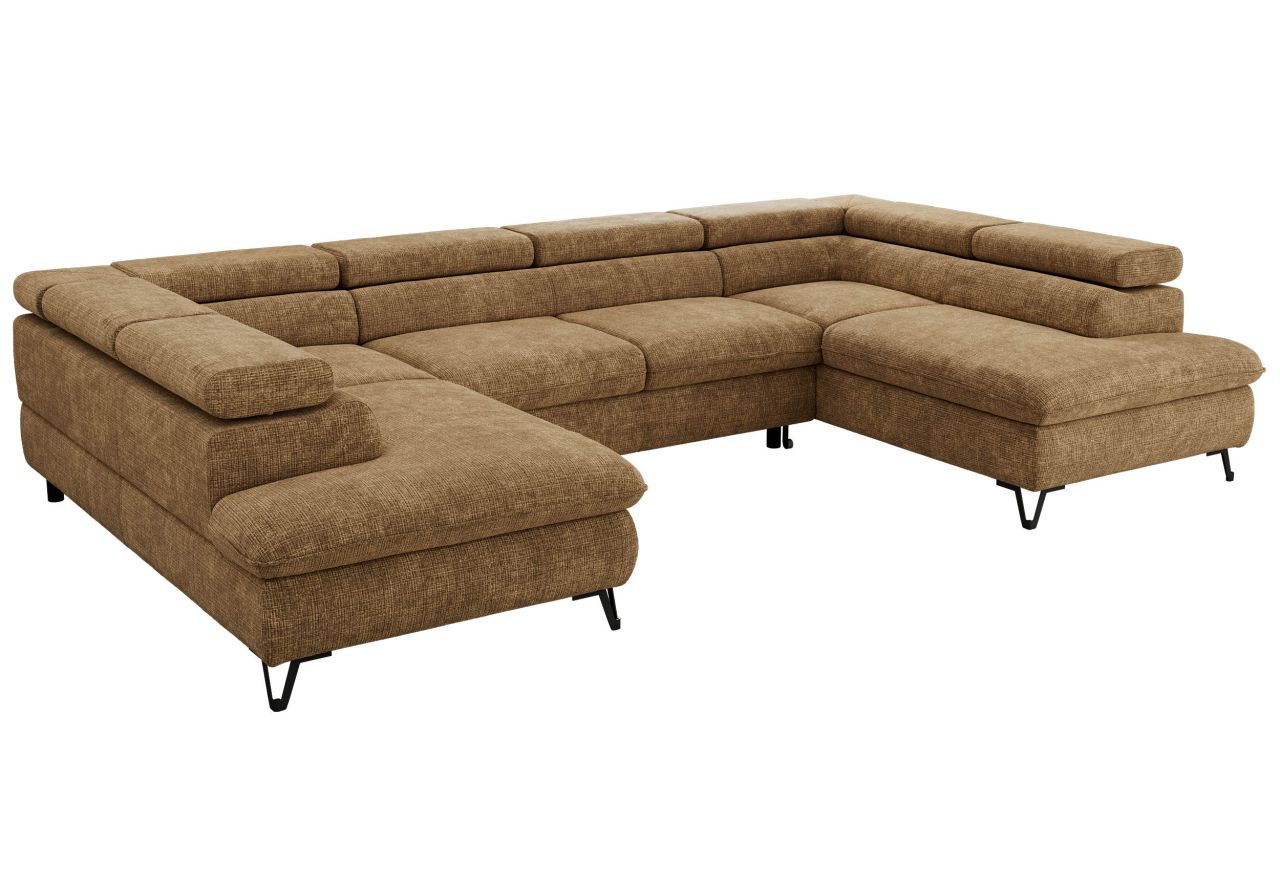 Narożnik PABLO U - uniwersalny - jasnobrązowy, szenil grubo tkany