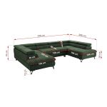 Narożnik PABLO U - uniwersalny - ciemnozielony, szenil grubo tkany