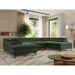 Narożnik PABLO U - uniwersalny - ciemnozielony, szenil grubo tkany