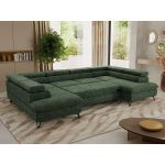 Narożnik PABLO U - uniwersalny - ciemnozielony, szenil grubo tkany