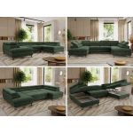 Narożnik PABLO U - uniwersalny - ciemnozielony, szenil grubo tkany