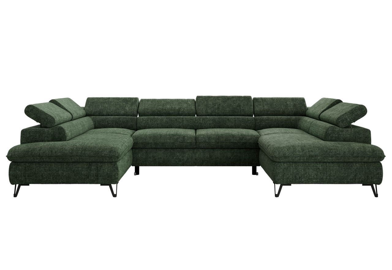 Narożnik PABLO U - uniwersalny - ciemnozielony, szenil grubo tkany