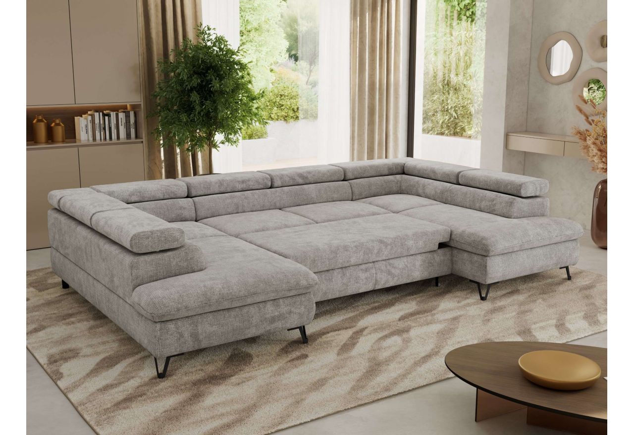 Narożnik PABLO U - uniwersalny - jasnoszary, szenil grubo tkany