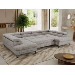 Narożnik PABLO U - uniwersalny - jasnoszary, szenil grubo tkany