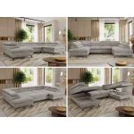 Narożnik PABLO U - uniwersalny - jasnoszary, szenil grubo tkany