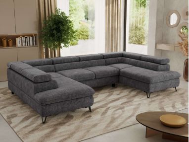 Narożnik PABLO U - uniwersalny - ciemnoszary, szenil grubo tkany