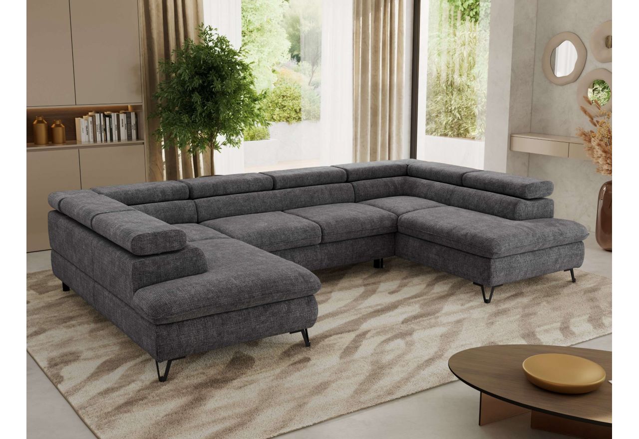 Narożnik PABLO U - uniwersalny - ciemnoszary, szenil grubo tkany