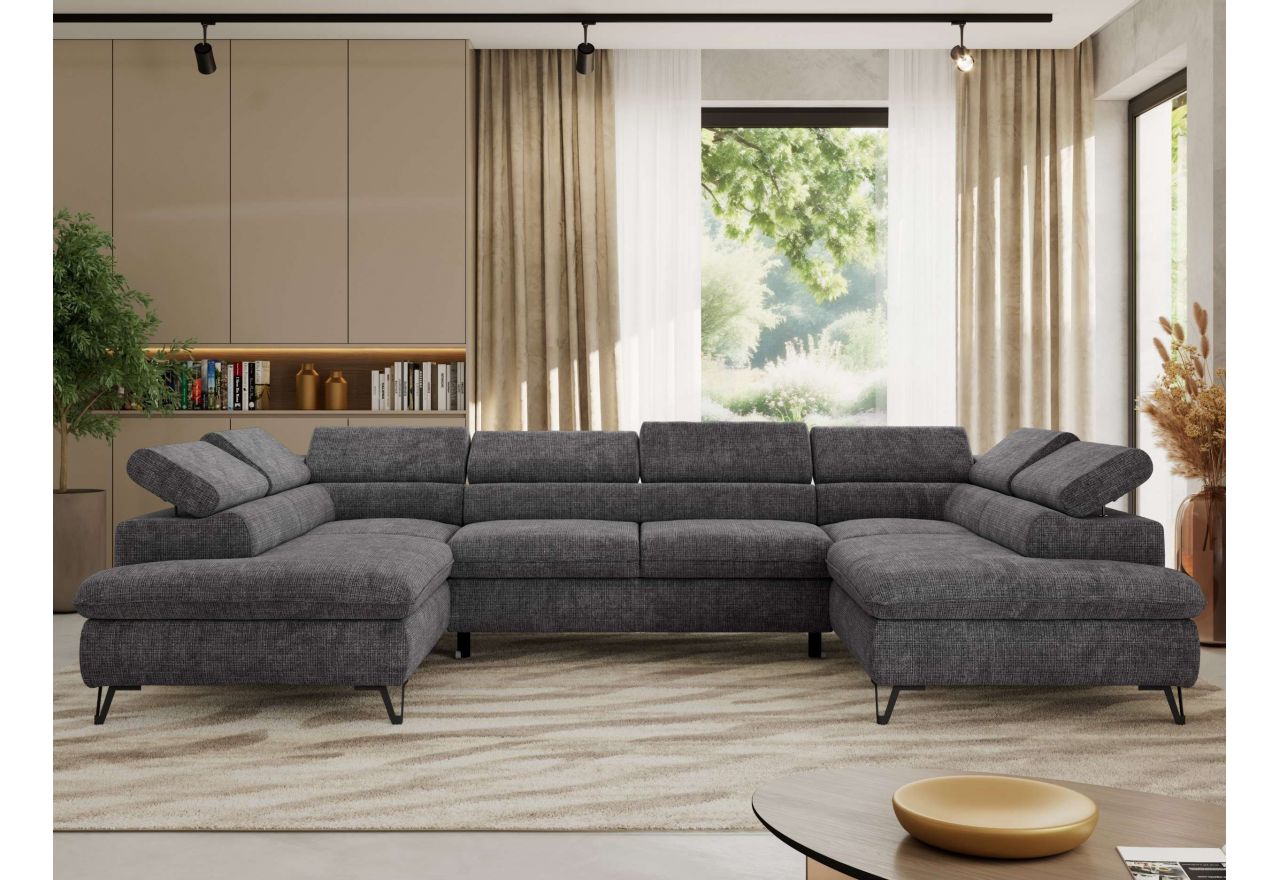 Narożnik PABLO U - uniwersalny - ciemnoszary, szenil grubo tkany