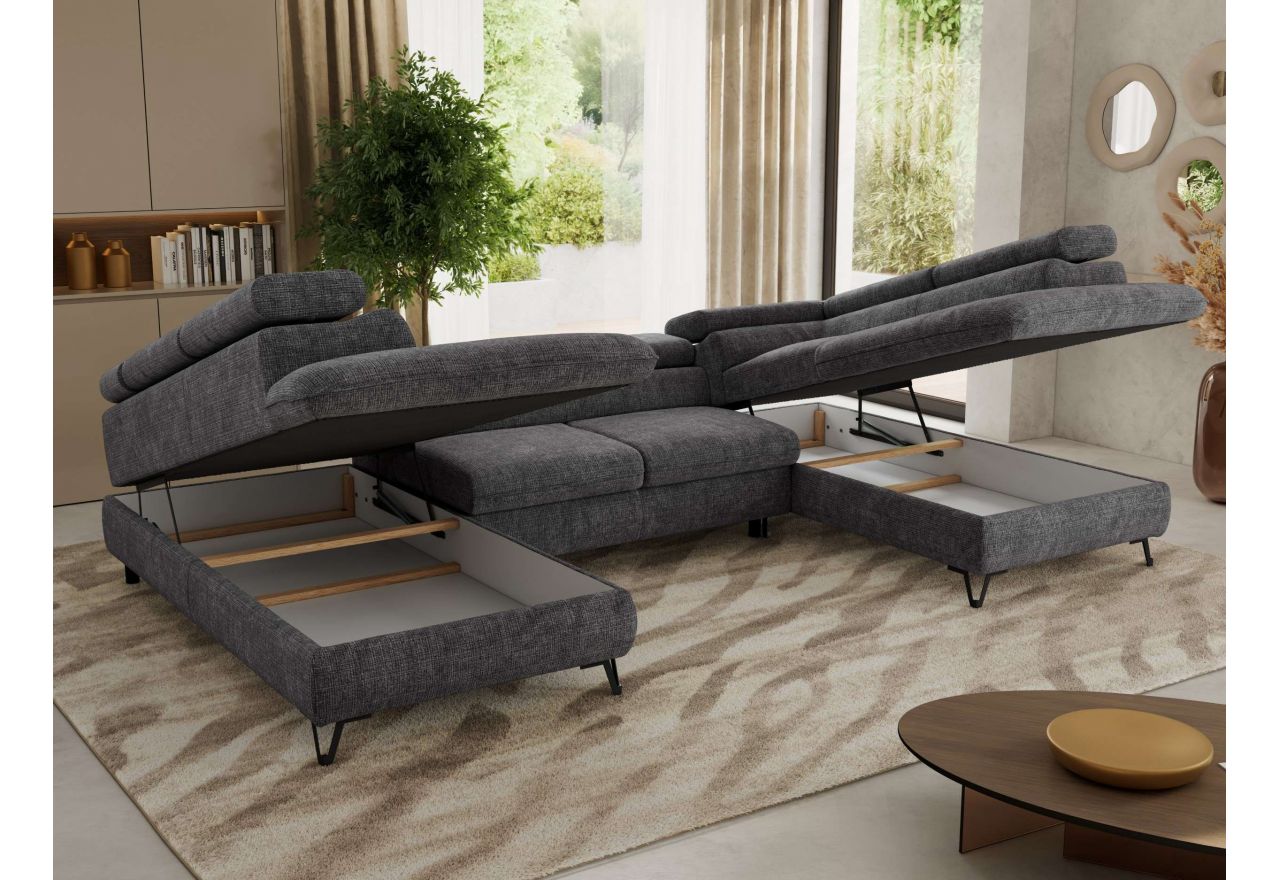 Narożnik PABLO U - uniwersalny - ciemnoszary, szenil grubo tkany