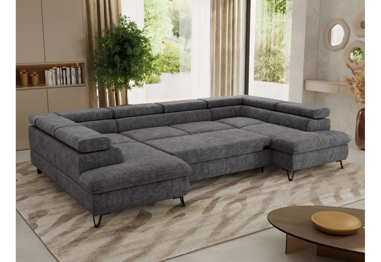 Narożnik PABLO U - uniwersalny - ciemnoszary, szenil grubo tkany