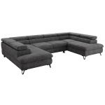 Narożnik PABLO U - uniwersalny - ciemnoszary, szenil grubo tkany