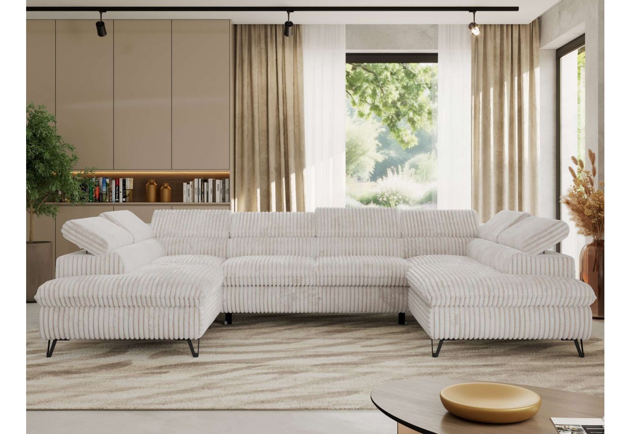 Narożnik PABLO U - uniwersalny - beżowy, sztruks