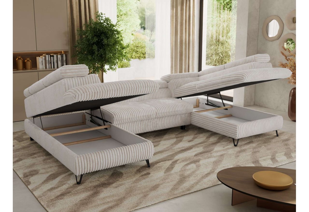 Narożnik PABLO U - uniwersalny - beżowy, sztruks