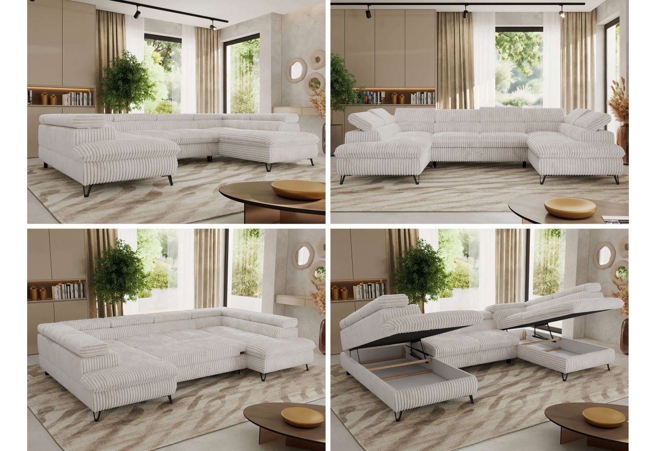 Narożnik PABLO U - uniwersalny - beżowy, sztruks