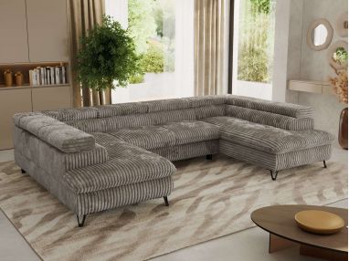 Narożnik PABLO U - uniwersalny - jasnobrązowy, sztruks