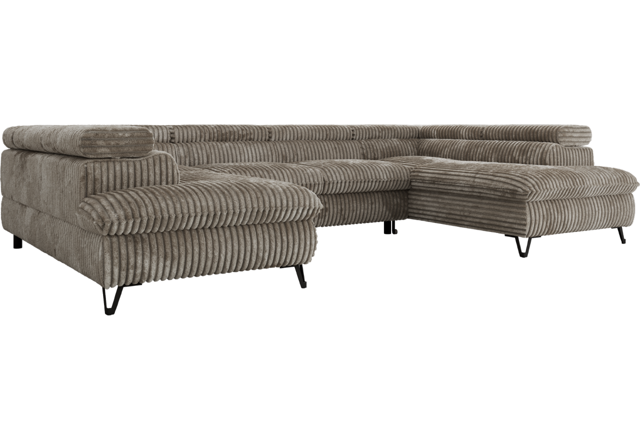 Narożnik PABLO U - uniwersalny - jasnobrązowy, sztruks