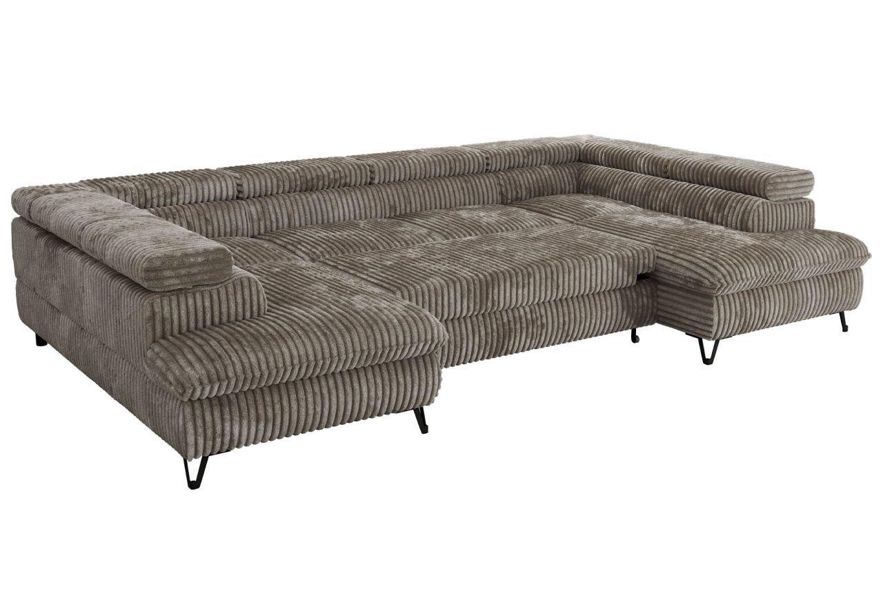 Narożnik PABLO U - uniwersalny - jasnobrązowy, sztruks