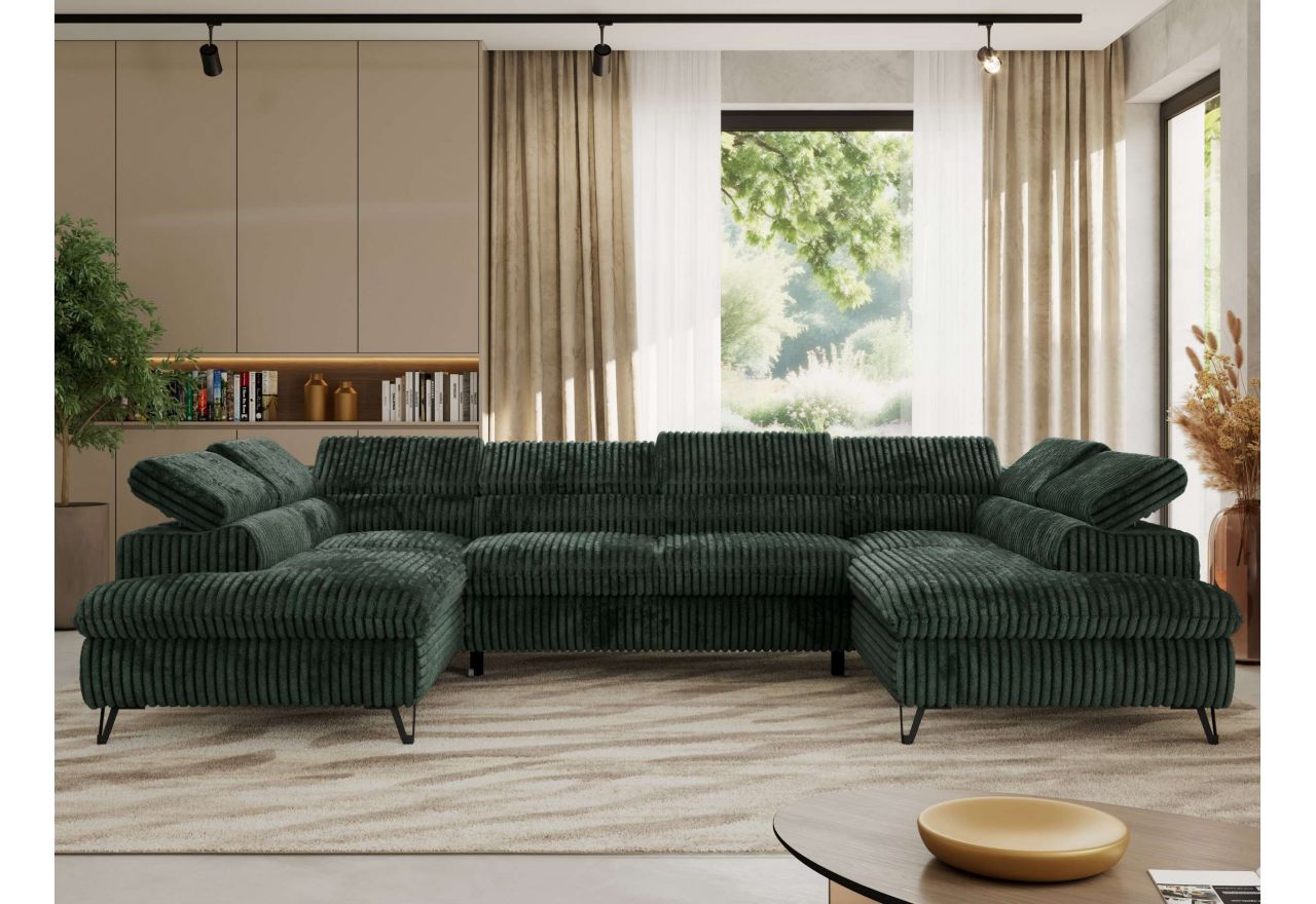 Narożnik PABLO U - uniwersalny - ciemnozielony, sztruks