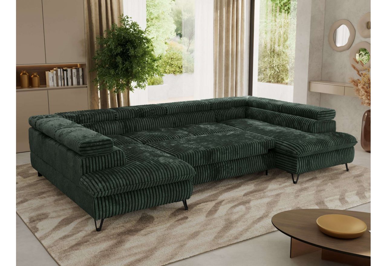 Narożnik PABLO U - uniwersalny - ciemnozielony, sztruks