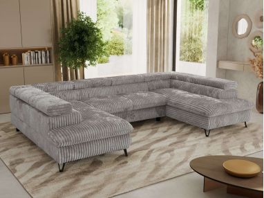 Narożnik PABLO U - uniwersalny - jasnoszary, sztruks