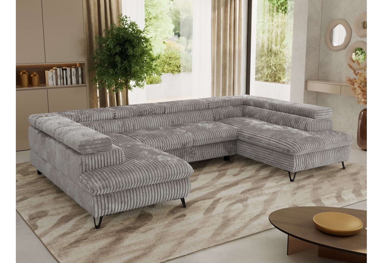 Narożnik PABLO U - uniwersalny - jasnoszary, sztruks