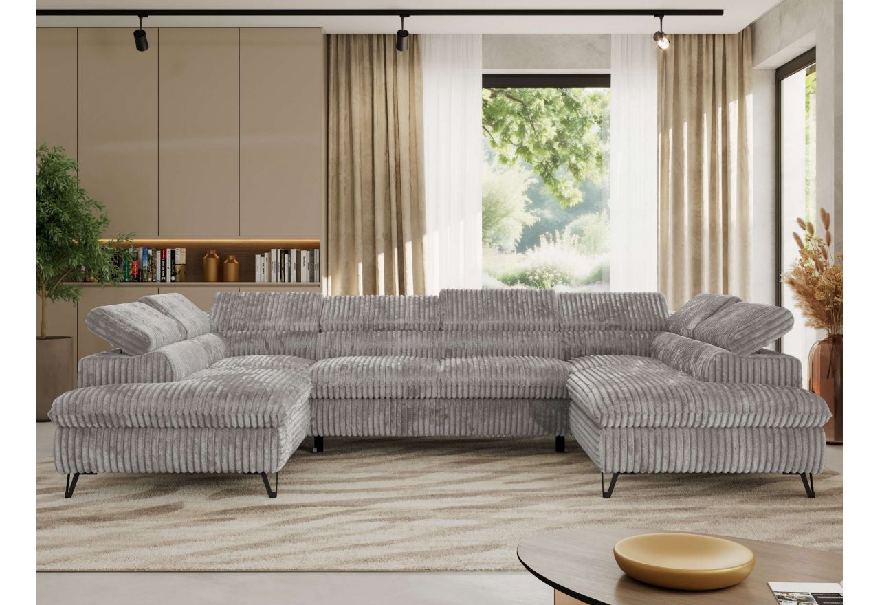 Narożnik PABLO U - uniwersalny - jasnoszary, sztruks