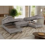 Narożnik PABLO U - uniwersalny - jasnoszary, sztruks