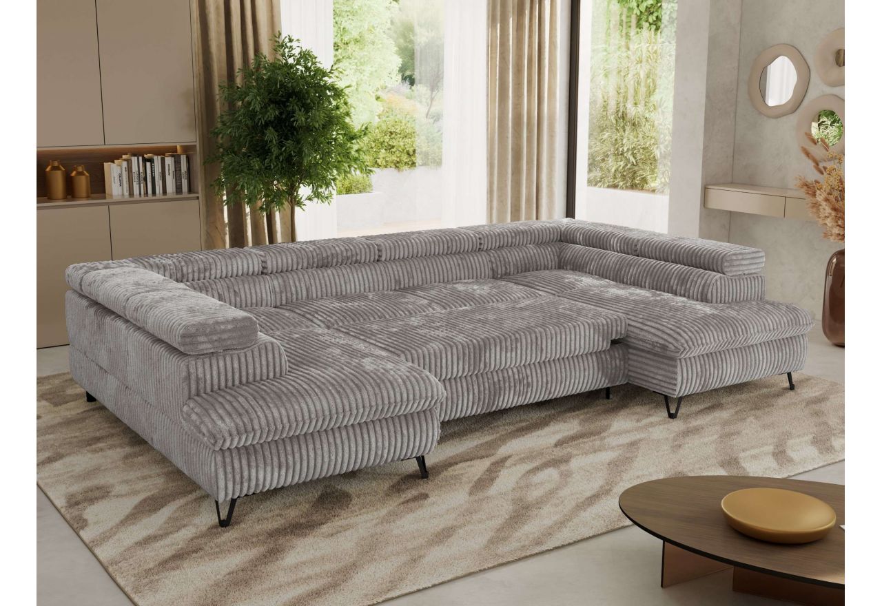 Narożnik PABLO U - uniwersalny - jasnoszary, sztruks