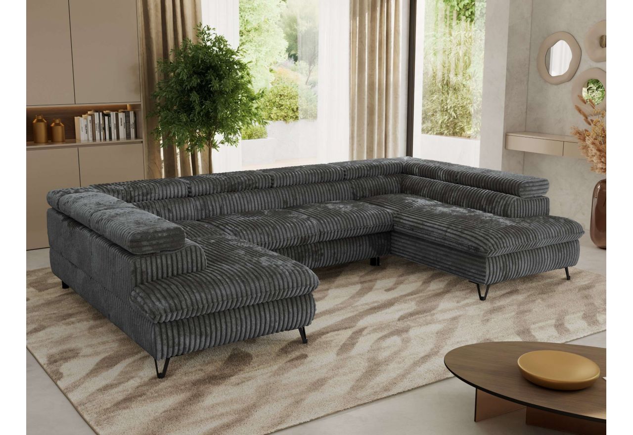 Narożnik PABLO U - uniwersalny - ciemnoszary, sztruks