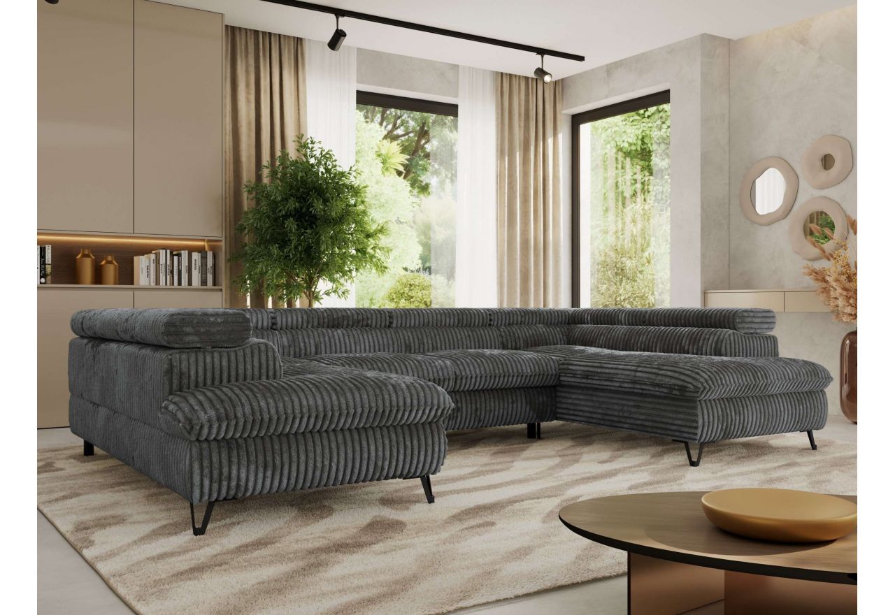 Narożnik PABLO U - uniwersalny - ciemnoszary, sztruks