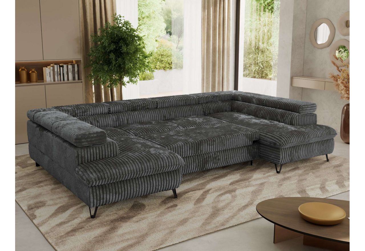 Narożnik PABLO U - uniwersalny - ciemnoszary, sztruks