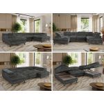 Narożnik PABLO U - uniwersalny - ciemnoszary, sztruks