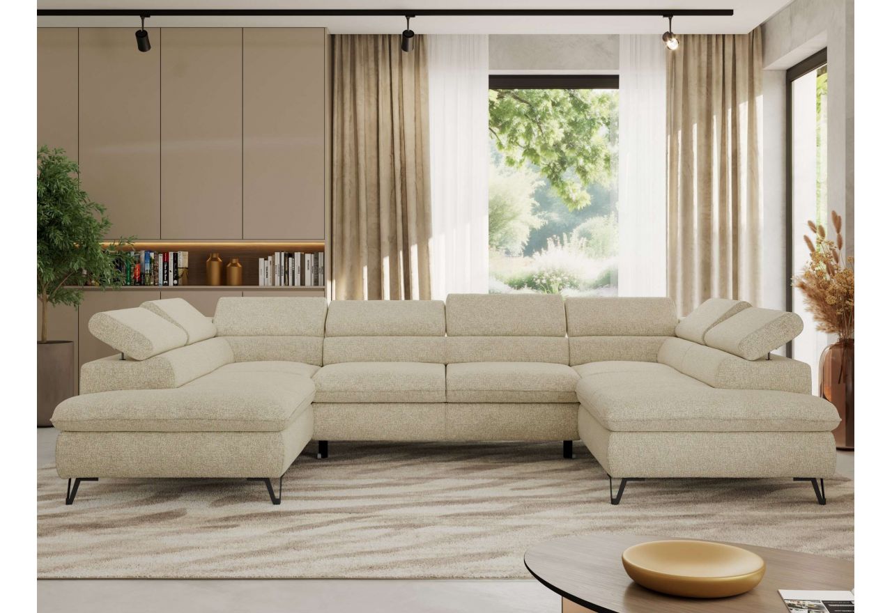 Narożnik PABLO U - uniwersalny - kremowy, struktura