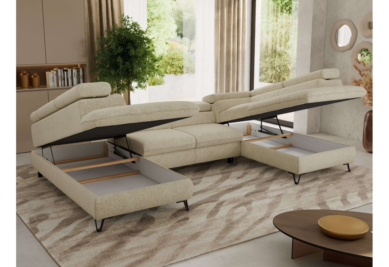 Narożnik PABLO U - uniwersalny - kremowy, struktura