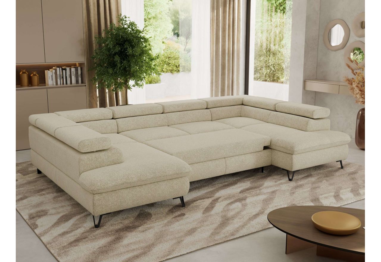 Narożnik PABLO U - uniwersalny - kremowy, struktura