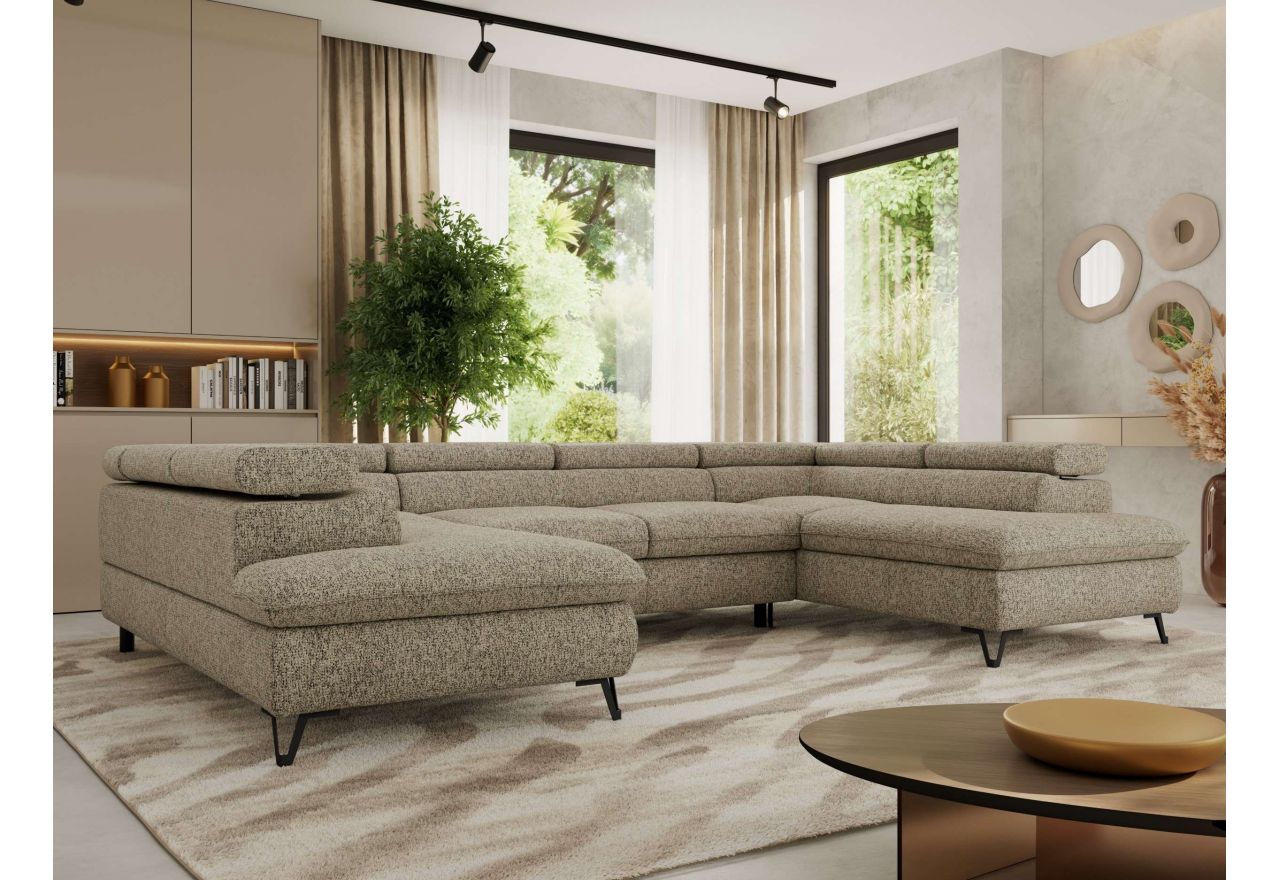 Narożnik PABLO U - uniwersalny - ciemnobeżowy, struktura