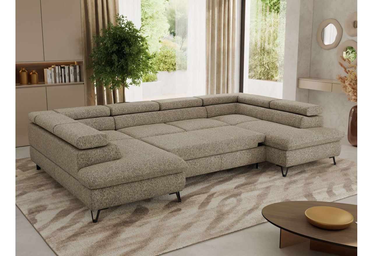 Narożnik PABLO U - uniwersalny - ciemnobeżowy, struktura