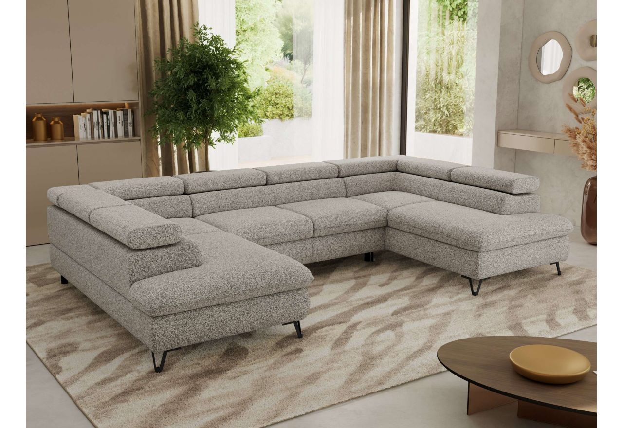 Narożnik PABLO U - uniwersalny - jasnoszary, struktura