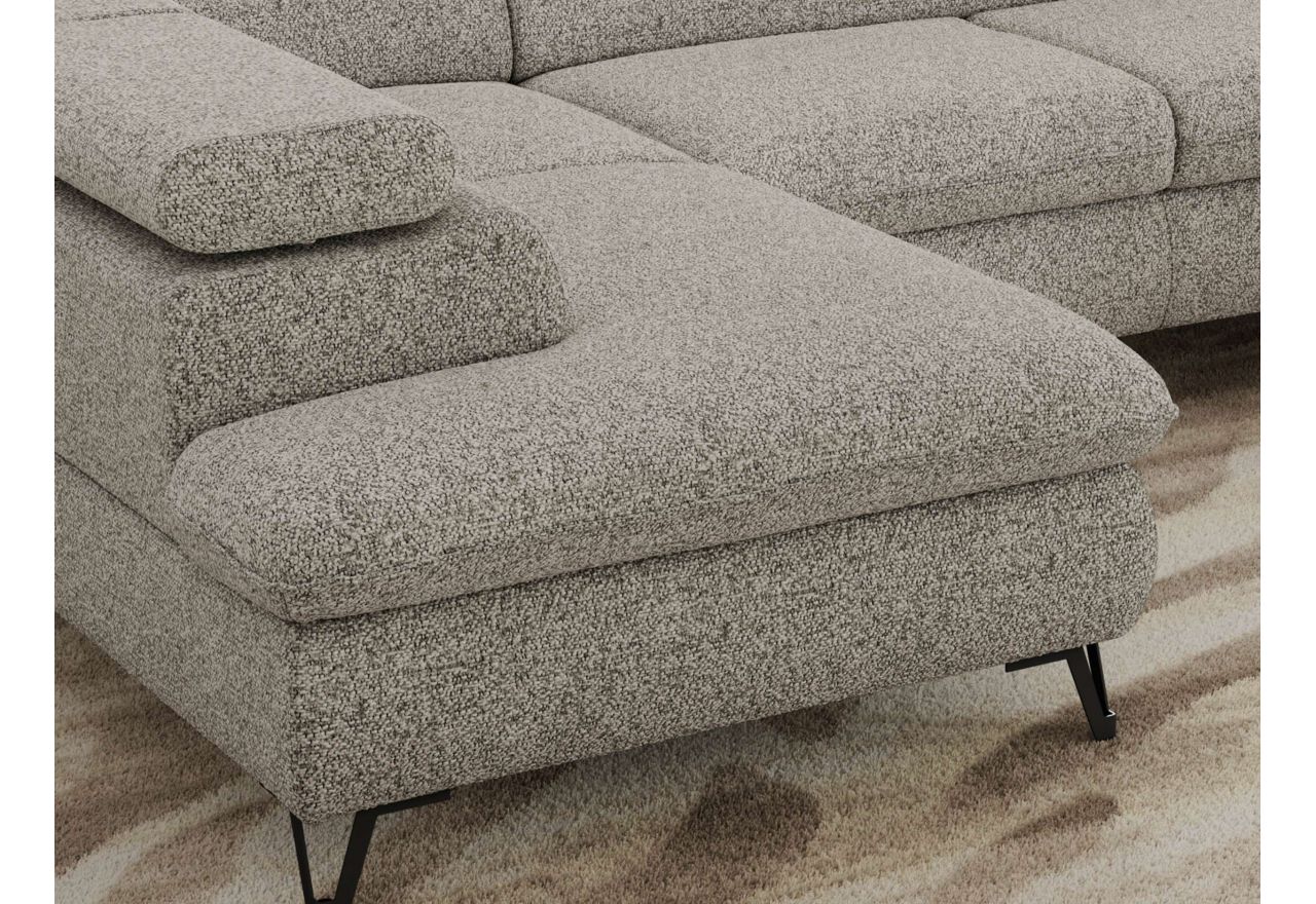 Narożnik PABLO U - uniwersalny - jasnoszary, struktura