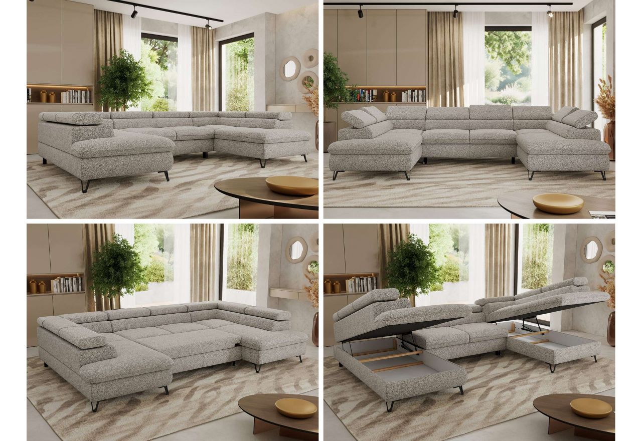 Narożnik PABLO U - uniwersalny - jasnoszary, struktura