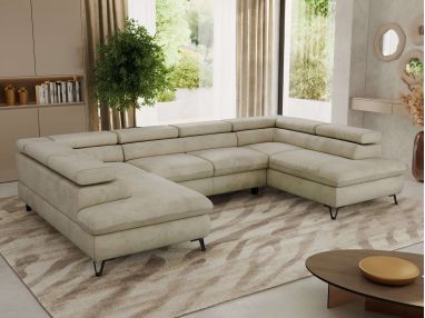 Narożnik PABLO U - uniwersalny - beżowy, welwet - topper T25