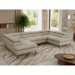 Narożnik PABLO U - uniwersalny - beżowy, welwet - topper T25