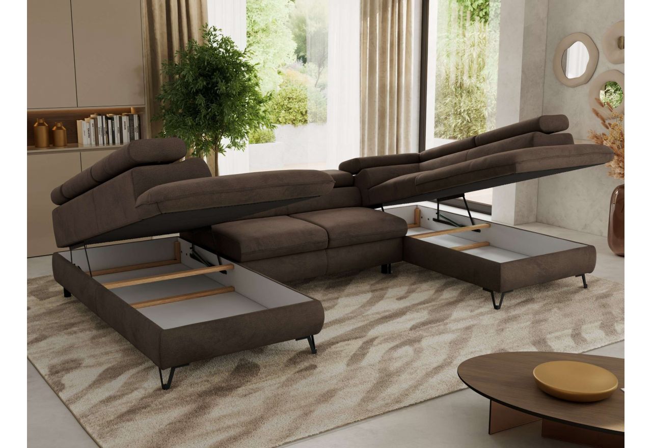 Narożnik PABLO U - uniwersalny - brązowy, welwet - topper T25