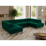 Narożnik PABLO U - uniwersalny - ciemnozielony, welwet - topper T25