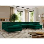 Narożnik PABLO U - uniwersalny - ciemnozielony, welwet - topper T25