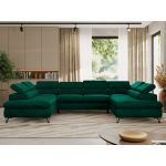 Narożnik PABLO U - uniwersalny - ciemnozielony, welwet - topper T25