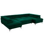 Narożnik PABLO U - uniwersalny - ciemnozielony, welwet - topper T25